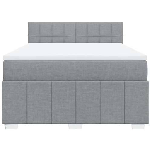 Krevet box spring s madracem svjetlosiva 160x200 cm tkanina - Svjetlosiva 160 x 200 cm Blok s kvadratima Cijena