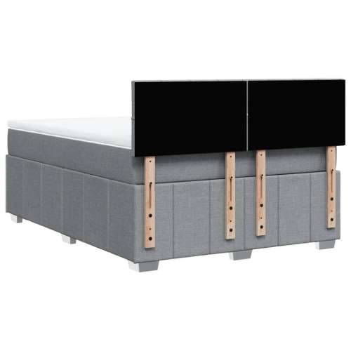 Krevet box spring s madracem svjetlosiva 160x200 cm tkanina - Svjetlosiva 160 x 200 cm Blok s kvadratima Cijena