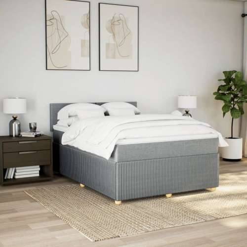 Krevet box spring s madracem svjetlosiva 160x200 cm tkanina - Svjetlosiva 160 x 200 cm Gladak dizajn Cijena