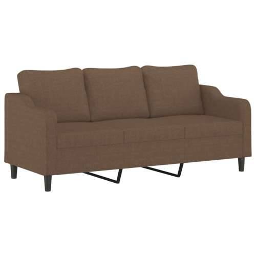 3-dijelni set sofa s jastucima smeđi od tkanine - Smeđa s jastučićima Cijena