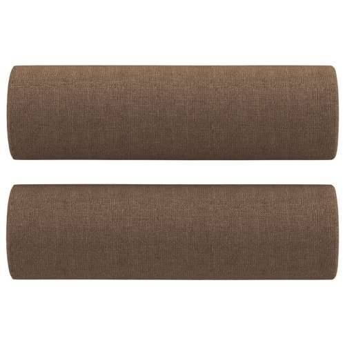 3-dijelni set sofa s jastucima smeđi od tkanine - Smeđa s jastučićima Cijena