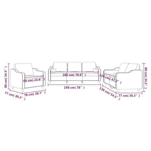3-dijelni set sofa s jastucima smeđi od tkanine - Smeđa s jastučićima Cijena
