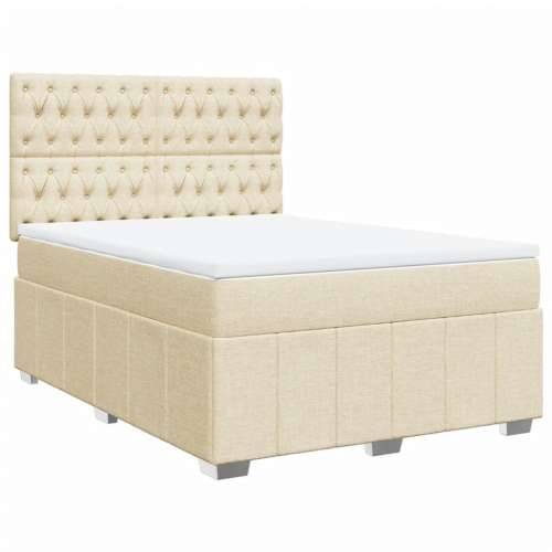 Krevet s oprugama i madracem krem 140 x 190 cm od tkanine - Krema 140 x 190 cm Dizajn s gumbima Cijena