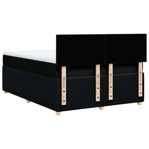 Krevet s oprugama i madracem crni 160x200 cm od tkanine - Crna 160 x 200 cm Gladak dizajn Cijena