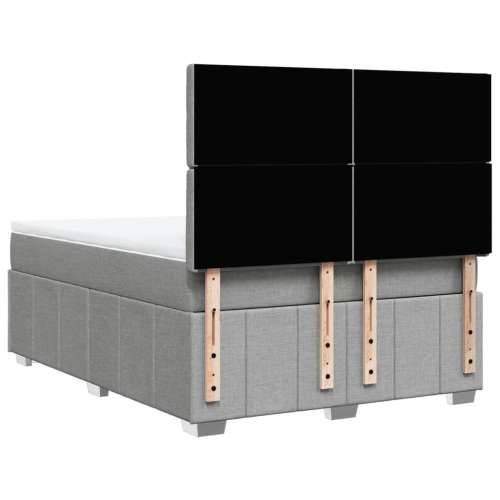 Krevet s oprugama i madracem svjetlosivi 140x190 cm od tkanine - Svjetlosiva 140 x 190 cm gumbi Cijena