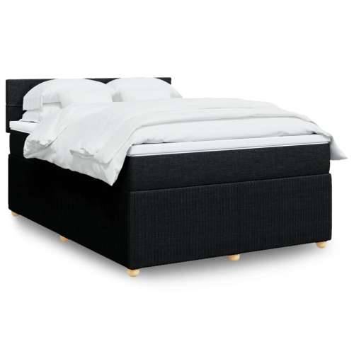 Krevet s oprugama i madracem crni 160x200 cm od tkanine - Crna 160 x 200 cm Blok s kvadratima Cijena