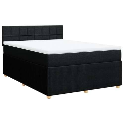 Krevet s oprugama i madracem crni 160x200 cm od tkanine - Crna 160 x 200 cm Blok s kvadratima Cijena