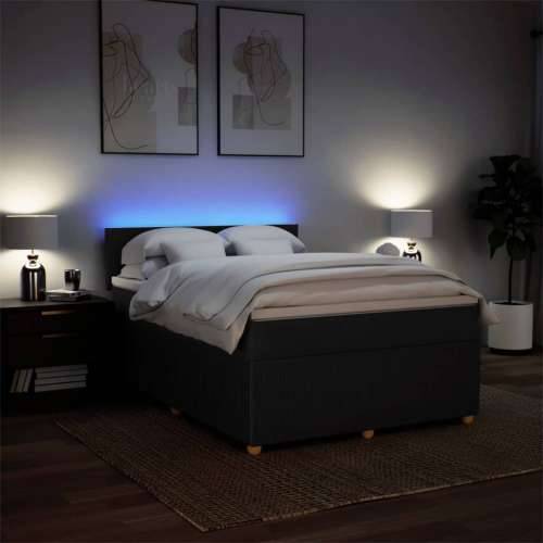 Krevet s oprugama i madracem crni 160x200 cm od tkanine - Crna 160 x 200 cm Blok s kvadratima Cijena