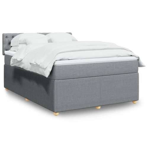 Krevet box spring s madracem svjetlosiva 160x200 cm tkanina - Svjetlosiva 160 x 200 cm Dizajn s gumbima Cijena