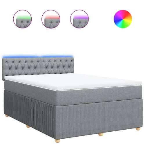 Krevet box spring s madracem svjetlosiva 160x200 cm tkanina - Svjetlosiva 160 x 200 cm Dizajn s gumbima Cijena