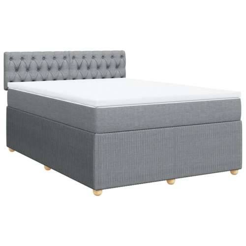 Krevet box spring s madracem svjetlosiva 160x200 cm tkanina - Svjetlosiva 160 x 200 cm Dizajn s gumbima Cijena