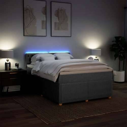 Krevet box spring s madracem svjetlosiva 160x200 cm tkanina - Svjetlosiva 160 x 200 cm Dizajn s gumbima Cijena