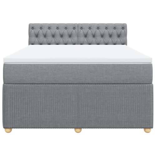 Krevet box spring s madracem svjetlosiva 160x200 cm tkanina - Svjetlosiva 160 x 200 cm Dizajn s gumbima Cijena