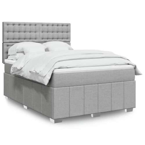 Krevet box spring s madracem svjetlosivi 140x200 cm od tkanine - Svjetlosiva 140 x 200 cm gumbi Cijena