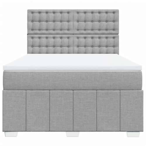 Krevet box spring s madracem svjetlosivi 140x200 cm od tkanine - Svjetlosiva 140 x 200 cm gumbi Cijena