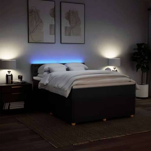 Krevet s oprugama i madracem crni 160x200 cm od tkanine - Crna 160 x 200 cm gumbi Cijena