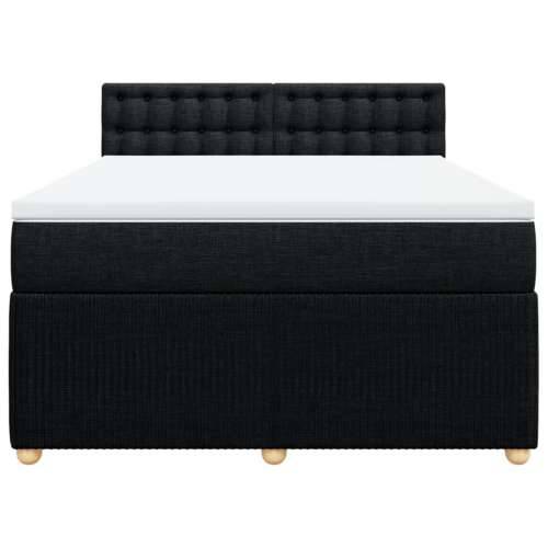Krevet s oprugama i madracem crni 160x200 cm od tkanine - Crna 160 x 200 cm gumbi Cijena