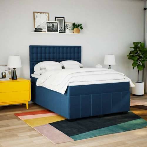 Krevet s oprugama i madracem plavi 140x200 cm od tkanine - Plava 140 x 200 cm gumbi Cijena