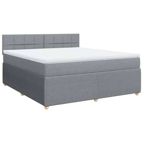 Krevet s oprugama i madracem svjetlosivi 180x200 cm od tkanine - Svjetlosiva 180 x 200 cm Blok s kvadratima Cijena
