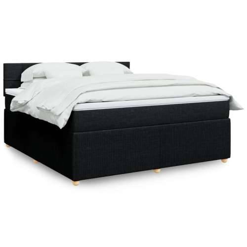 Krevet s oprugama i madracem crni 180x200 cm od tkanine - Crna 180 x 200 cm Blok s kvadratima Cijena