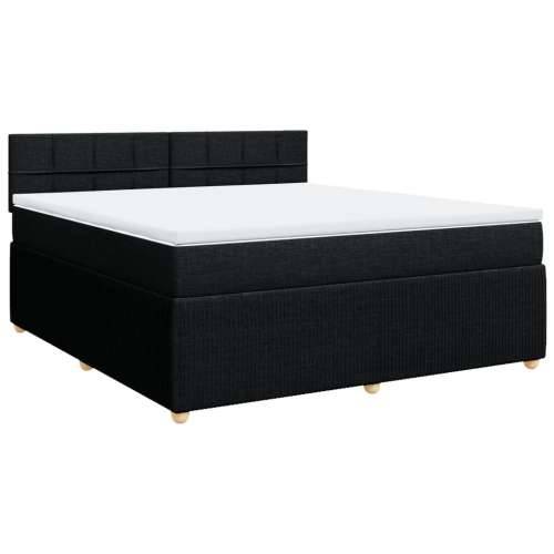 Krevet s oprugama i madracem crni 180x200 cm od tkanine - Crna 180 x 200 cm Blok s kvadratima Cijena