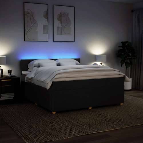 Krevet s oprugama i madracem crni 180x200 cm od tkanine - Crna 180 x 200 cm Blok s kvadratima Cijena