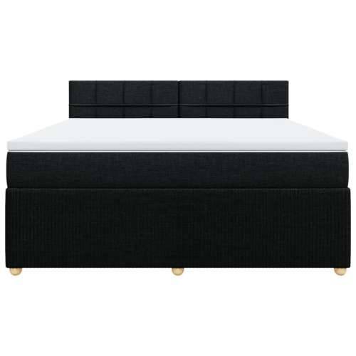 Krevet s oprugama i madracem crni 180x200 cm od tkanine - Crna 180 x 200 cm Blok s kvadratima Cijena