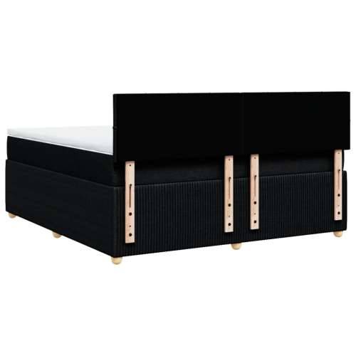 Krevet s oprugama i madracem crni 180x200 cm od tkanine - Crna 180 x 200 cm Blok s kvadratima Cijena