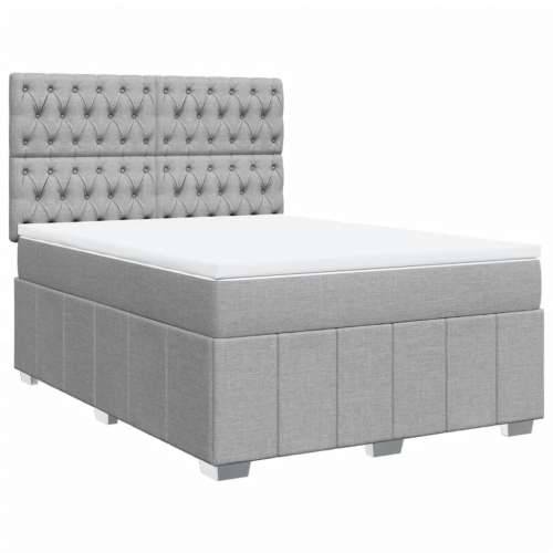 Krevet box spring s madracem svjetlosiva 160x200 cm tkanina - Svjetlosiva 160 x 200 cm Dizajn s gumbima Cijena