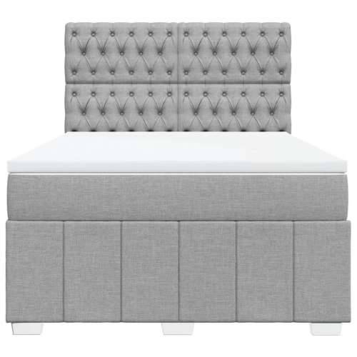Krevet box spring s madracem svjetlosiva 160x200 cm tkanina - Svjetlosiva 160 x 200 cm Dizajn s gumbima Cijena