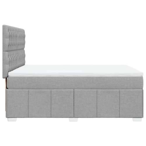 Krevet box spring s madracem svjetlosiva 160x200 cm tkanina - Svjetlosiva 160 x 200 cm Dizajn s gumbima Cijena