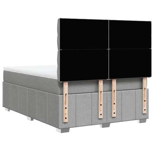 Krevet box spring s madracem svjetlosiva 160x200 cm tkanina - Svjetlosiva 160 x 200 cm Dizajn s gumbima Cijena