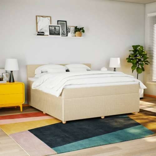 Krevet s oprugama i madracem krem 180x200 cm od tkanine - Krema 180 x 200 cm Blok s kvadratima Cijena