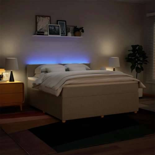 Krevet s oprugama i madracem krem 180x200 cm od tkanine - Krema 180 x 200 cm Blok s kvadratima Cijena