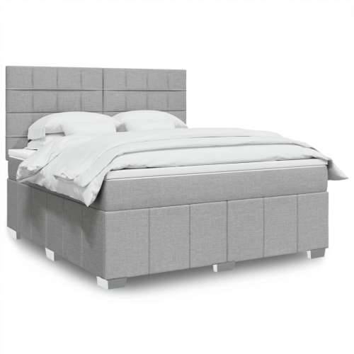 Krevet s oprugama i madracem svjetlosivi 180x200 cm od tkanine - Svjetlosiva 180 x 200 cm Blok s kvadratima Cijena
