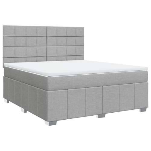 Krevet s oprugama i madracem svjetlosivi 180x200 cm od tkanine - Svjetlosiva 180 x 200 cm Blok s kvadratima Cijena