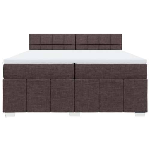 Krevet s oprugama i madracem tamnosmeđi 200x200 cm od tkanine - Tamno smeđa 200 x 200 cm Blok s kvadratima Cijena