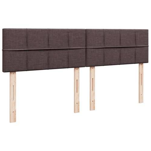 Krevet s oprugama i madracem tamnosmeđi 200x200 cm od tkanine - Tamno smeđa 200 x 200 cm Blok s kvadratima Cijena