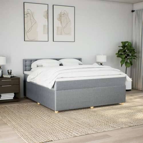 Krevet s oprugama i madracem svjetlosivi 180x200 cm od tkanine Svjetlosiva 180 x 200 cm gumbi Cijena