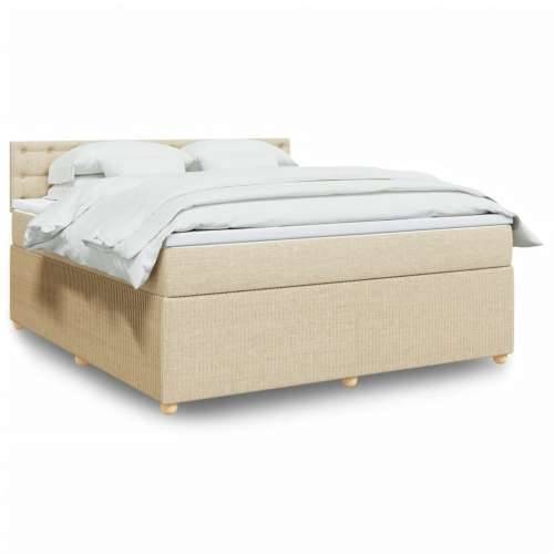 Krevet s oprugama i madracem krem 180x200 cm od tkanine - Krema 180 x 200 cm gumbi Cijena