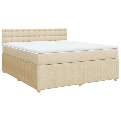 Krevet s oprugama i madracem krem 180x200 cm od tkanine - Krema 180 x 200 cm gumbi Cijena