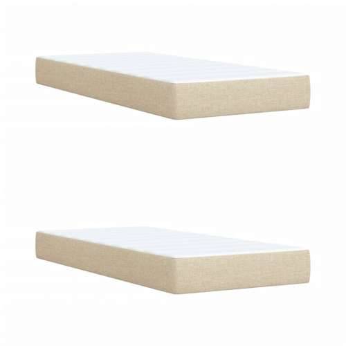 Krevet s oprugama i madracem krem 200 x 200 cm od tkanine - Krema 200 x 200 cm Gladak dizajn Cijena