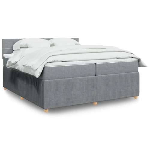 Krevet s oprugama i madracem svjetlosivi 200 x 200cm od tkanine - Svjetlosiva 200 x 200 cm Blok s kvadratima Cijena