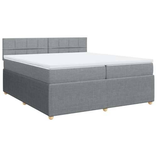 Krevet s oprugama i madracem svjetlosivi 200 x 200cm od tkanine - Svjetlosiva 200 x 200 cm Blok s kvadratima Cijena