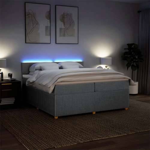 Krevet s oprugama i madracem svjetlosivi 200 x 200cm od tkanine - Svjetlosiva 200 x 200 cm Blok s kvadratima Cijena