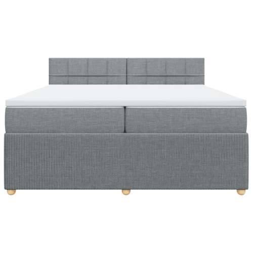 Krevet s oprugama i madracem svjetlosivi 200 x 200cm od tkanine - Svjetlosiva 200 x 200 cm Blok s kvadratima Cijena