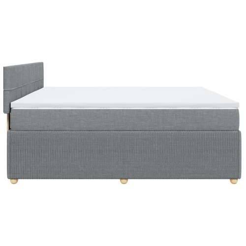 Krevet s oprugama i madracem svjetlosivi 200 x 200cm od tkanine - Svjetlosiva 200 x 200 cm Blok s kvadratima Cijena