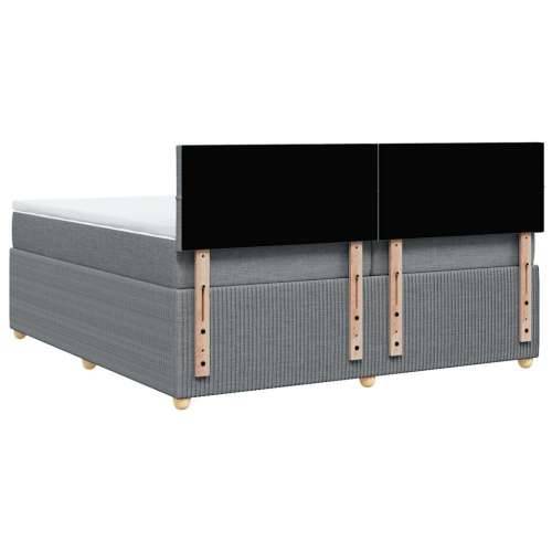 Krevet s oprugama i madracem svjetlosivi 200 x 200cm od tkanine - Svjetlosiva 200 x 200 cm Blok s kvadratima Cijena