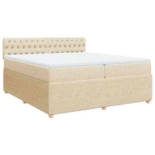 Krevet s oprugama i madracem krem 200 x 200 cm od tkanine Krema 200 x 200 cm Dizajn s gumbima Cijena