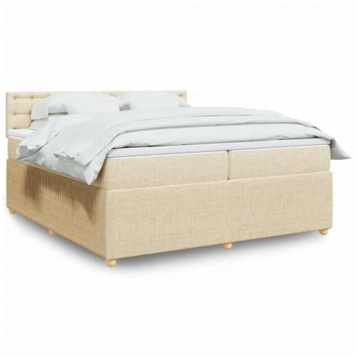 Krevet s oprugama i madracem krem 200 x 200 cm od tkanine Krema 200 x 200 cm gumbi Cijena